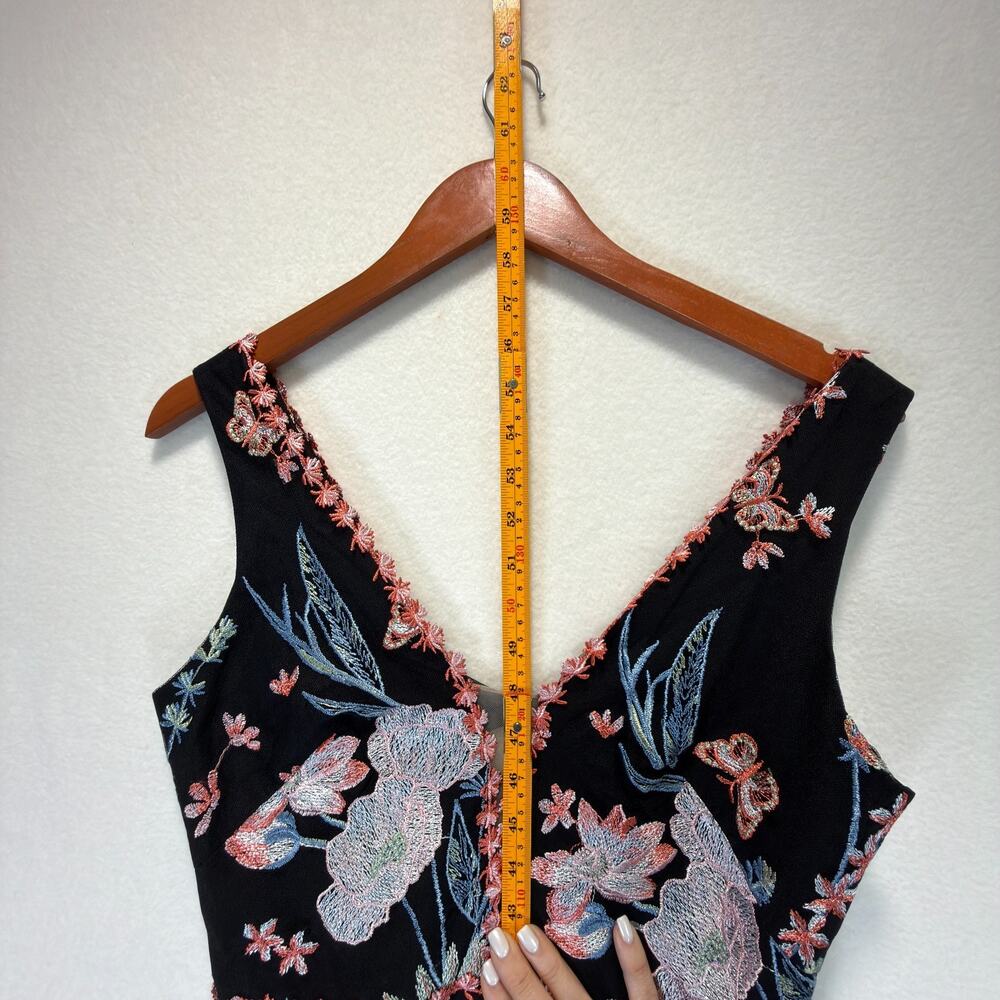 Marchesa Notte Black Embroidered Butterfly Gown Mermaid Formal Dress - Picture 7 of 12